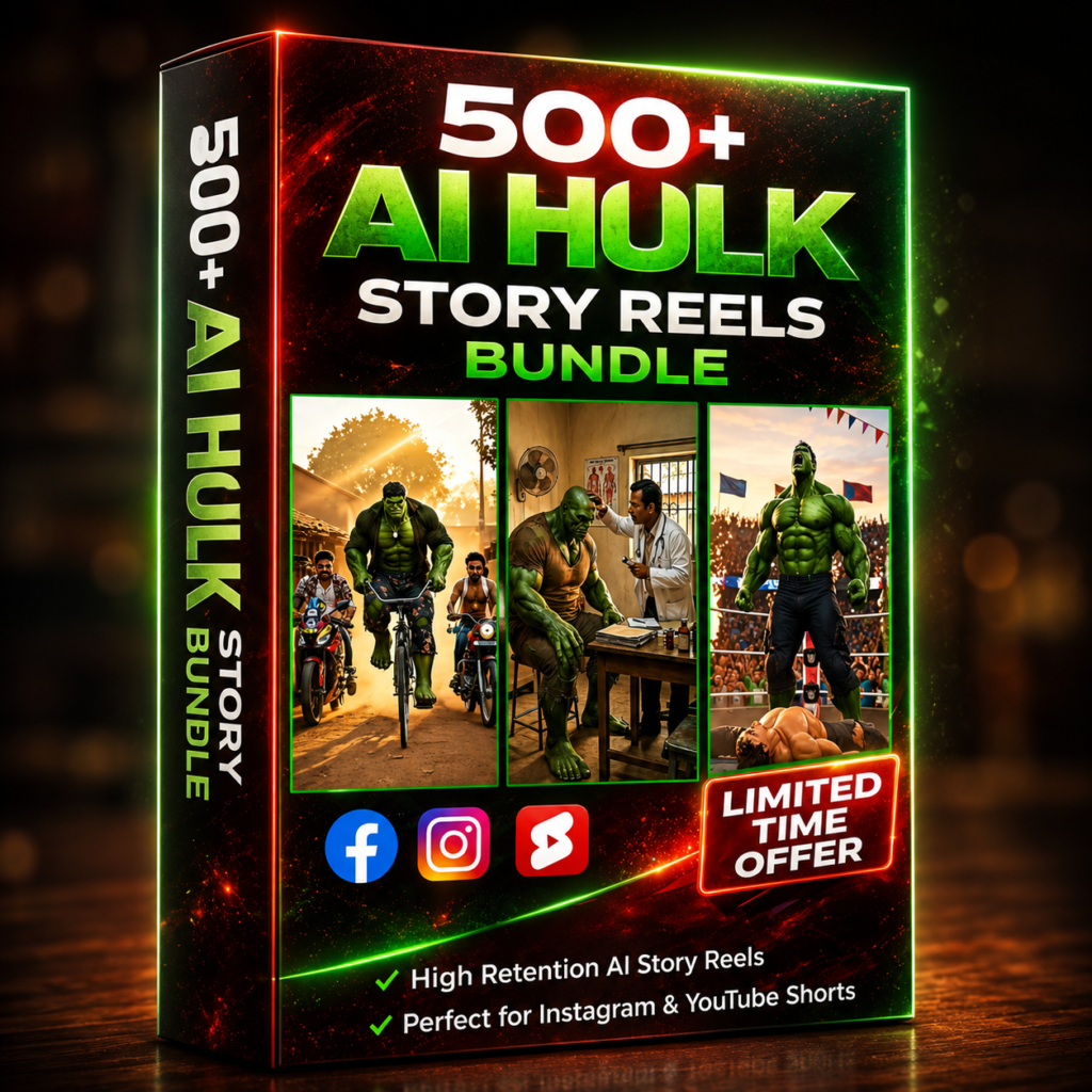 500+ AI Hulk Story Reels Bundle® – Viral AI Video Content Pack for Social Media Creators
