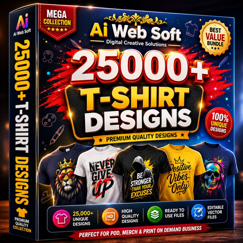 25,000+ Premium T-Shirt Designs Bundle® – Ultimate Print-on-Demand Mega Collection